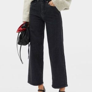 Oak and Fort Washed Black Wide Straight Leg Jeans size 27